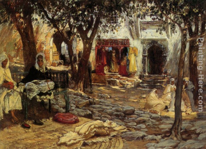 Idle Moments An Arab Courtyard painting - Frederick Arthur Bridgman Idle Moments An Arab Courtyard art painting